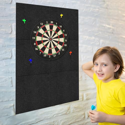 Dart Board Wall Protector, 60 x 60/90cm Foldable Felt Wall Protection Dartboard with Back Tape, Wall Surround Dart Board for Home, Office (Black, 60 * 90cm)