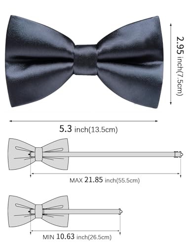 Image of Solid Color Bow Ties for Men Silk Pre-tied Tuxedo Bowtie Set 4PCS