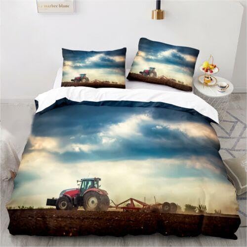 Parure de lit 220x240 tracteur en microfibre 110g/㎡ ultra douce pour adulte