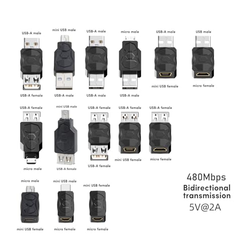 SZYDD USB2.0 Adapter Male Female Converter Connector USB Changer Adapter for Computer Tablet PC Mobilephones Bidirectional Transmission Adapter Bidirectional Transmission Adapter