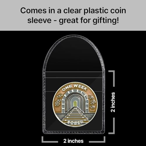 Image of The Achieve Mint One Week Sober Token | 1 Week Sobriety Chip | Non-AA, Non-Religious Medallion for Women and Men Celebrating Their Sobriety