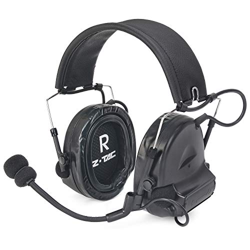ZTAC Réplique d’Comtac II Casques, Version avec Coussin en Gel & Micro, Réduction du Bruit de Prise de Vue, Amplification du Son ambiant, Communication Tactique, Idéal pour la Chasse ou Le Tir (Noir) Cover