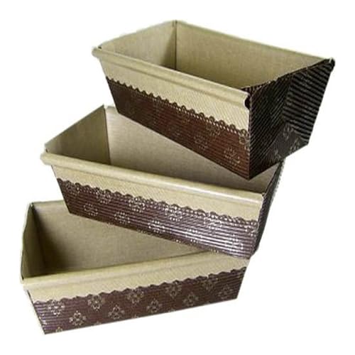 Regency Wraps Loaf Pans, Decorative, Disposable Stand Alone Baking Molds for Quick Breads, Great for Gifting Carrot Cake, and Zucchini Bread, Natural, 6" x 2.5", Pack of 3