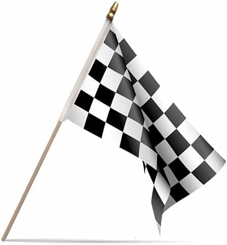 Amazon.com : 20 Pack Small Checkered Racing Flag Stick 5'' x 8 ...