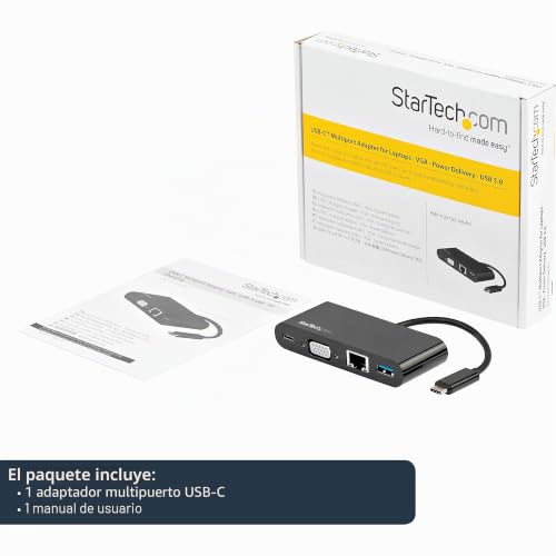 Mini Dock USB-C 4 en 1 StarTech con VGA y Carga PD de 60W para Laptop 5