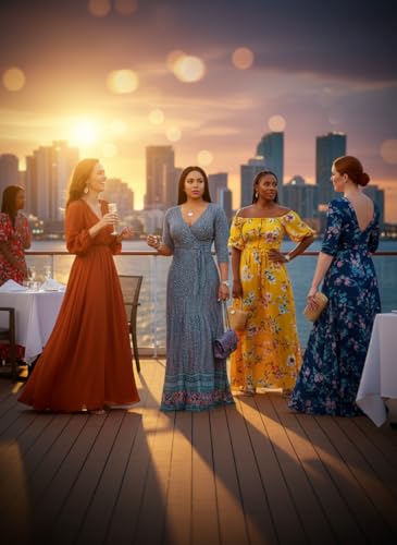Image of Yajedo Womens Casual Summer Maxi Dress Plus Size Sexy Wrap V Neck 3 /4 Sleeve Sundress with Pockets