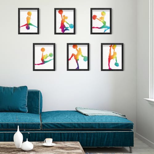 INFUNLY Set of 6 CheerLeader Abstract Wall Art Print Gymnastics Girl Posters Print 8x10inch UNFRAMED Aesthetic Gradient Ink Canvas Painting Pictures for Team Gift Cheer Team Fan Club Bedroom Decor - Image 4