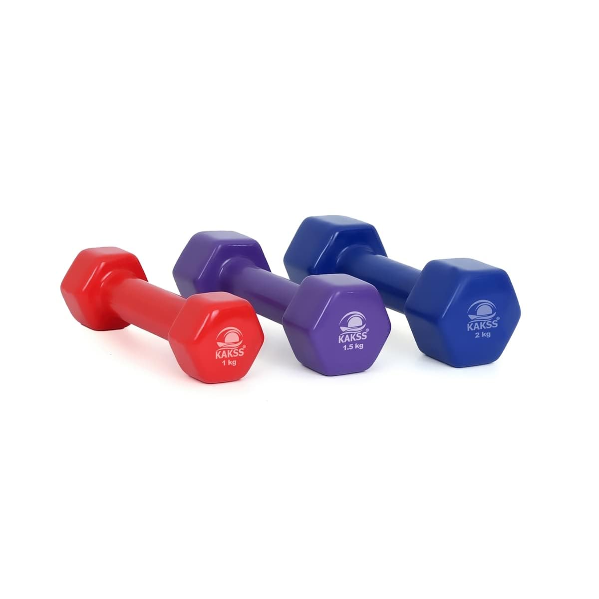 Kakss Cast Iron Vinyl Dumbbells - 1.5KG Pair -3 Kakss Cast Iron Vinyl Dumbbells - 1.5KG Pair -3
