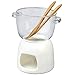 TAMUME Vidrio Set de Fondue de Chocolate, Pack de Olla de Fondue de Vidrio y Calentador de Porcelana con Tenedor para Fondue