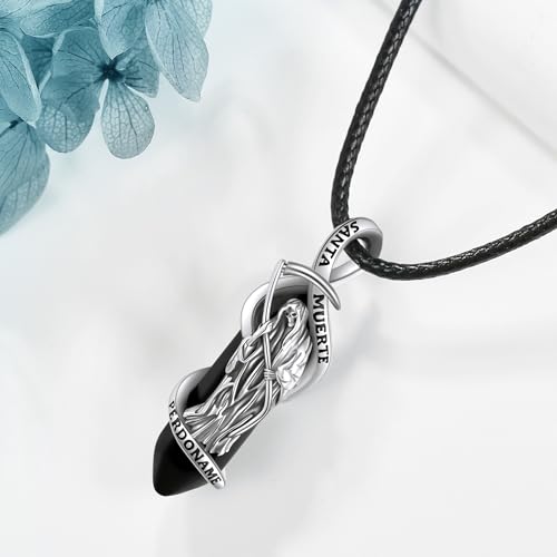 MONGAS Santa Muerte/Virgin Mary/Saint Jude Necklace Sterling Silver Santa Muerte/Virgin Mary/Saint Jude Jewelry Religion Necklace for Men Women4