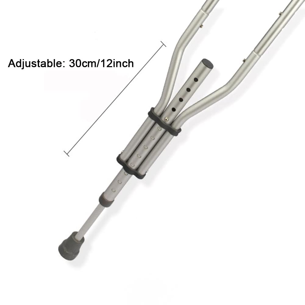 Stampelle ascellari Pieghevoli, stampelle da Passeggio Regolabili in Altezza con Comodi Cuscinetti e Maniglie ascellari, Adatte per Altezza: 140-200 cm (Colore: Argento, Dimensioni: 1 unità)