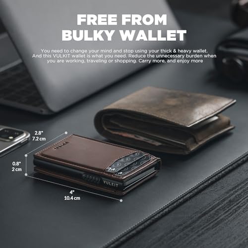 Image of VULKIT Men's Slim Wallets Pop Up Card Holder RFID Blocking Metal Wallet Minimalist Design Holds Up to 11 Cards