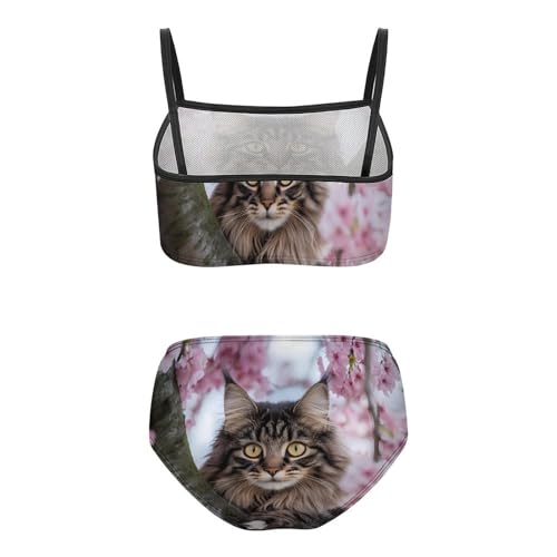 Cat on The Cherry Tree Girls Swimsuits Two Piece Bikini Sets Beach Sport Swimwear Bathing Suit2