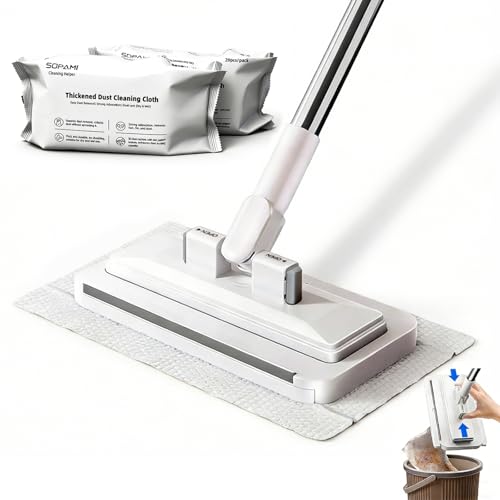 SOPAMI Disposable Snap Grip MiniMop Sweep for Wall Cleaner Pet Hair Removal