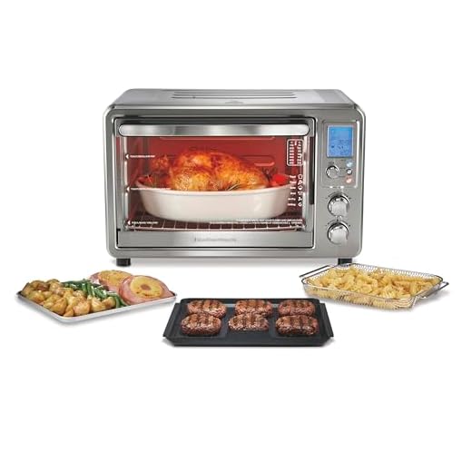 Hamilton Beach 6-in-1 Sure Crisp Air Fryer Toaster Oven Combo & Electric Indoor Grill, 450 F Searing Temp, Bake, Broil, Toast and Pizza Function, .88 cu. ft., 6 Slice Capacity, Stainless Steel (31395)