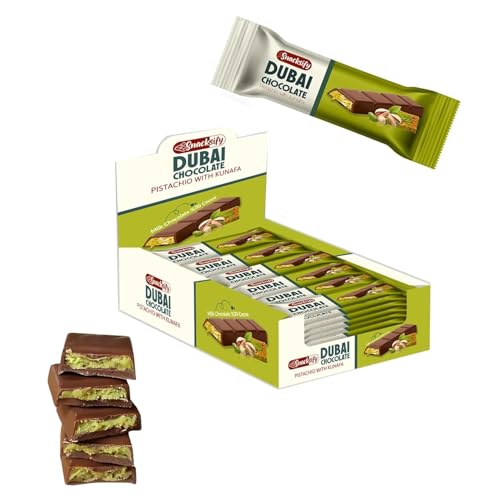 Mini Dubai Chocolate (Pack of 24) Kunafa Pistachio Bar- 27gr Total 1.43 pounds.-, Perfect for Gifting, Fresh Daily Production 24 Pieces Dubai Chocolate with Shredded Phyllo Dough 22.86 ounces