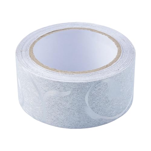 SUPERFINDINGS 15m papier peint bordure imperméable Bordures décoratives en PVC Vignes argentées autocollantes 5cm de large Autocollant de Bordure Argenté Pour Salle de Bain Salon Cuisine Bordure