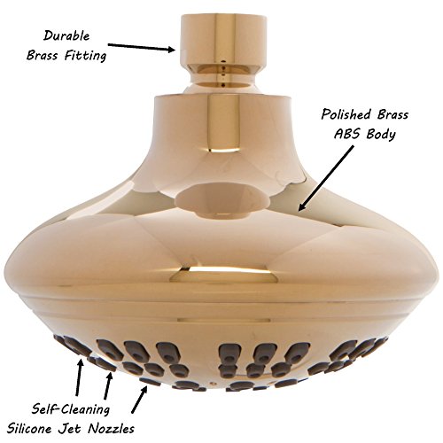 6 Function Luxury Shower Head - Amazing High Pressure, Wall Mount, Adjustable Showerhead - Indoor And Outdoor Modern Bath Spa Fixture, 2.5 Gpm - Polished Brass #TOP4