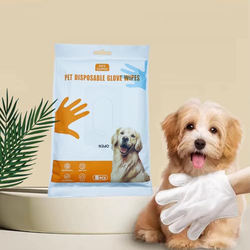 Image of Pet Grooming Gloves for Dogs and Cats, coconut oil for dogs ， dog paw wipes ，dog washing gloves ，coconut oil for dogs (coco 6pcs)