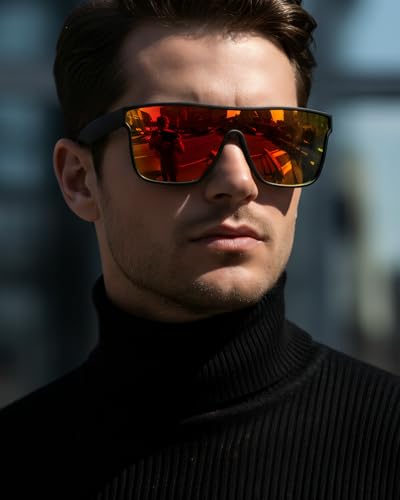 Image of GLINDAR Oversized Square Polarized Sunglasses for Men Women, One Piece Shield Shades UV400 Protection