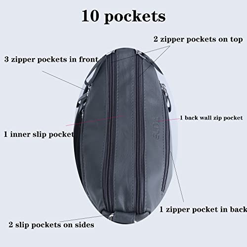 Image of ELDA 10 Pockets Crossbody Purses for Women Medium Pocketbooks Lightweight Ladies Satchel Bag Multi Pocket Shoulder Handbag