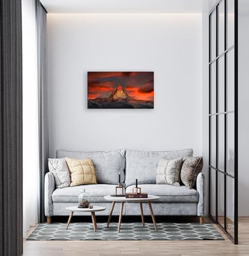 Tableau mural forêt pour raviver un mur blanc salon vide toile paysage rouge