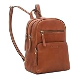 STILORD 'Fabienne' Rucksack Damen Klein Echtes Leder mit vielen Fächern Diebstahlsicherer Mini Tagesrucksack Vintage Dayback, Farbe:Texas - braun