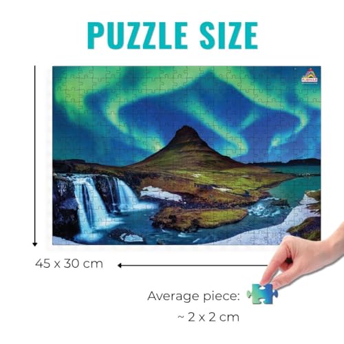 Image of Night Sky Aurora Borealis | 300 Piece Wooden Jigsaw Puzzle for Adults & Kids | Digital Detox & Stress Relief, Engaging for ADHD Autistic Brain, Fun & Challenging Game for 8+ Years