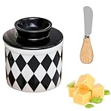 Shibida Französische Butterdose,Butterglocke aus Keramik mit Deckel und Buttermesser,Wasserbutterdose Französisch mit Keramikmesser,Butterglocke Keramik,Geschenke Geburtstagsgeschenk für Frauen Mama