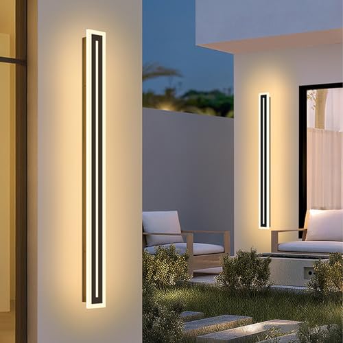 Applique murale LED extérieure 170cm noire dimmable avec télécommande étanche IP65 pour villa - 7