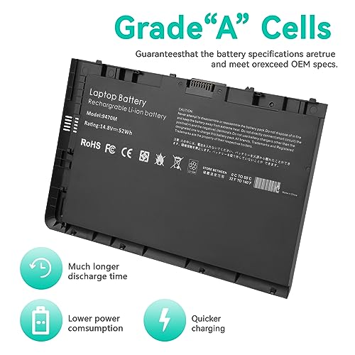 Image of ASUNCELL BT04XL 14.8V 52WH Notebook Battery for HP EliteBook Folio 9470 9470M 9480m Ultrabook BT04 BA06 HSTNN-IB3Z HSTNN-I10C 687945-001 H4Q47AA 687517-241 HSTNN-DB3Z 687517-171 BA06XL H4Q48AA
