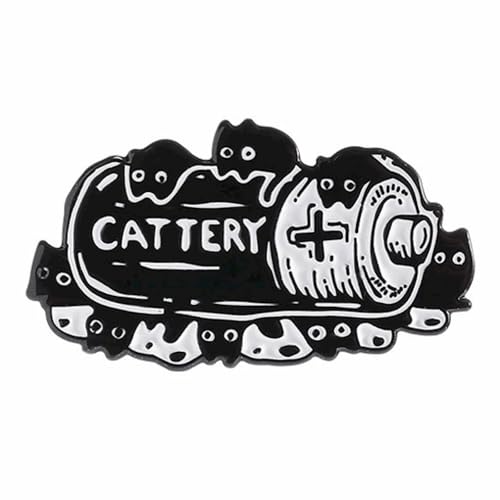 Herxion Cute Cat Enamel Pins for Backpacks, Black Funny CATTERY Novelty Lapel Pin for Men, Women, Girls, Boys. Durable Hat Pins For Backpack, Lanyard, Bags, Caps, Clothes