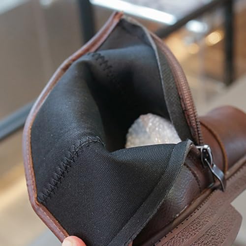 Girls Ankle Boots Side Zipper Combat Boots Non Slip Hiking Boots Casual Cowgirl Boots for Toddler Little Kid Big Kid3