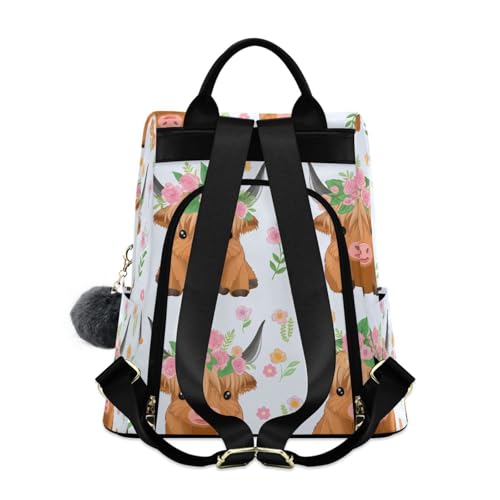 Sac à dos femmes imprimé vache mauve idéal pour sorties décontractées - 2