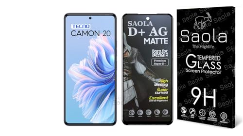Image of Saola Anti-Glare Matte Screen Protector for Tecno Camon 20 | Smooth Touch Finish, 9H Strength Glass, Full Coverage, Bubble-Free Installation Kit | Quick & Easy Application | Pack of 1