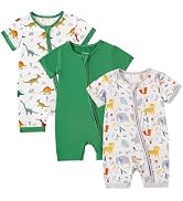 OPAWO Bamboo Baby Pajamas 3 Pack, Double Zipper Bamboo Sleepers for Baby Boy Girl Romper, Toddler...