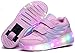 Kinder Rollschuhe Schuhe mit Single Wheel USB-Lade-LED-Leucht-up Sport-Trainer Roller Sneakers für Unisex-Mädchen Jungen Anfänger-ich_Rosa Amazing