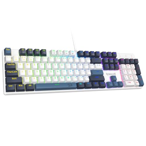 Image of Redragon Mechanical Gaming Keyboard Wired, 11 Programmable Backlit Modes, Hot-Swappable Red Switch, Anti-Ghosting, Double-Shot PBT Keycaps, Light Up Keyboard for PC Mac, Blue