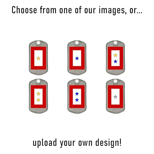 Personalized Military Dog Tags, US Made Milspec Regulation Replacement ID Tags for Active Duty Service Members and Veterans from All Branches of The Military, Gold, Silver and Blue Star Flag Edition