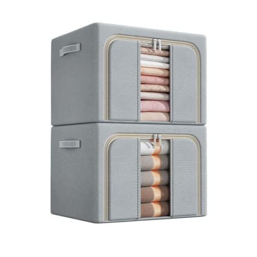 Enveed Clothes Storage Box Thickened Oxford Cloth Quilt Home Large-Capacity Foldable Fabric Storage Box Finishing Basket (Beige,Medium) #TOP6