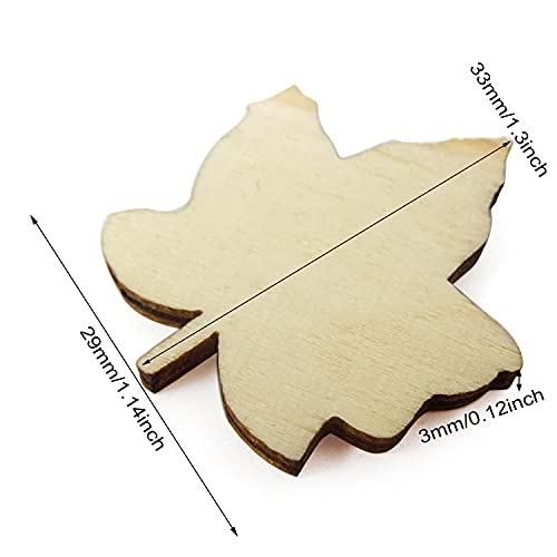 Honbay 100Pcs Unfinished Wooden Maple Leaf Cutouts Blank Wood Maple Leaf Shaped Pieces Ornaments For Fall Autumn Thanksgiving Party Wedding Home Decoration (1.3") #TOP1