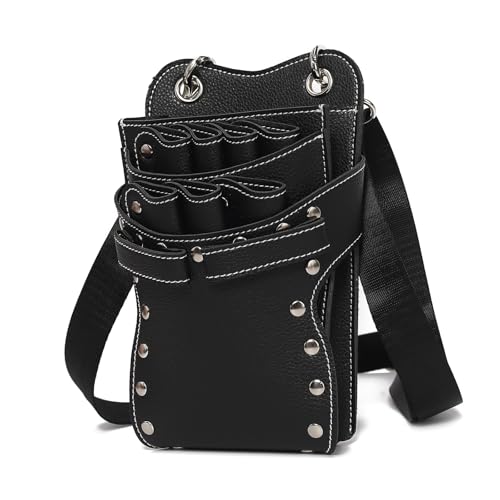 美容師・ペット師の必需品  7本入りのはさみバッグ、耐久性があり、ファッション、コーディネートしやすい、 斜め掛け可能、持ち運びに便利、 収納のヘルパー  