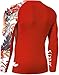 Mens Rash Guard Men's Long Sleeve UPF 50+ Sun Protection, Compression Shirt Long Sleeve Swim Shirts Workout Gym T-Shirt (US, Alpha, Large, Regular, Regular, Red Tropical Plants)
