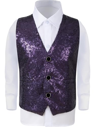 Sequin Vest for Kids - Gold Shiny Dance Vest for Boys - Party Costume