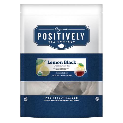 Image of Organic Positively Tea Company, Lemon Black, Black Tea Bags, 100 Count