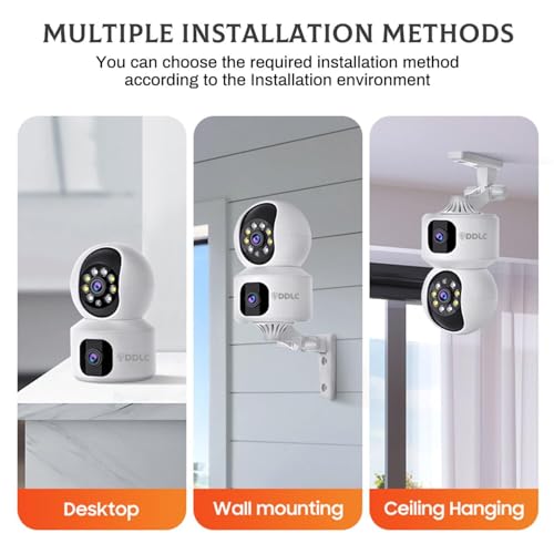 Image of DDLC 5MP Indoor WiFi Smart CCTV Camera for Home | 1080p HD | Color Night Vision | Motion Detection | Two Way Audio | Wireless Home Security Camera with Mobile App V380 Pro (Upro Dual Lens)