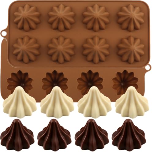 EPYHREHM 8 Cavity Star Flower Silicone Chocolate Molds Set Of 2