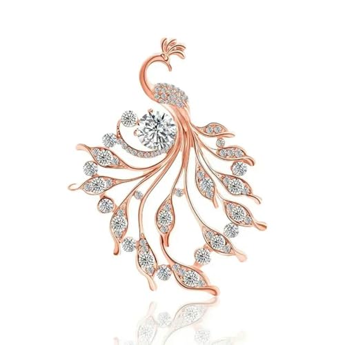 Broche de Fénix con diamantes de imitación, alfileres de cristal de Fénix de cola larga, accesorios de traje al óleo pintados de Color, regalo de joyería