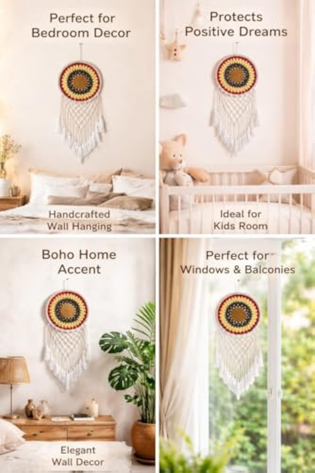 Bohemian Crochet Dream Catcher Wall Decor