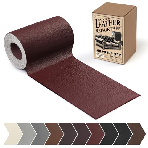 Fadoub Leather Repair Patch, 3 x 60In Self Adhesive Leather Repair Tape Kit for Furniture, Couch, Sofa, Office, Car Seats, Car Interior, Vinyl Repair Kit (Wine Red)